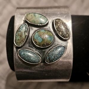 Sterling silver cuff bracelet w/stones